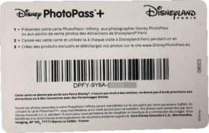 Обратная сторона PhotoPass+ в Диснейленд Париж
